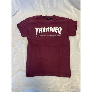 Burgundy Thrasher Vintage Skateboarding Y2K Vintage T Shirt Small
